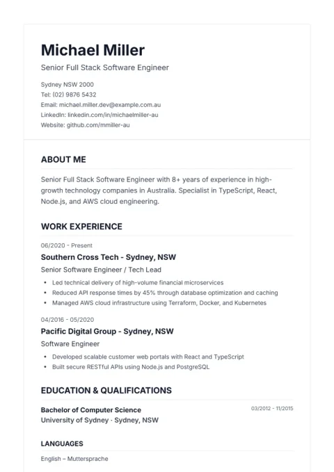 CV Template De Classic