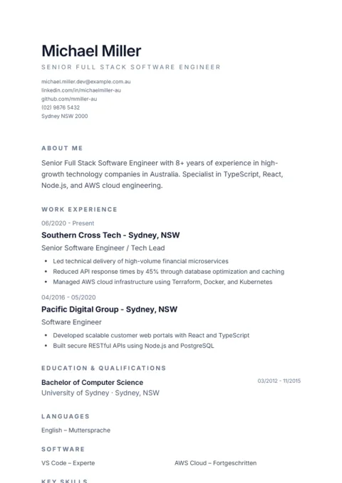 CV Template De Minimal