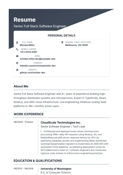 CV Template Diagonal