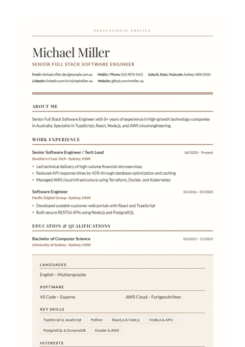 CV Template Editorial Serif