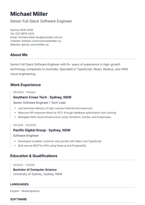 CV Template Lebenslauf