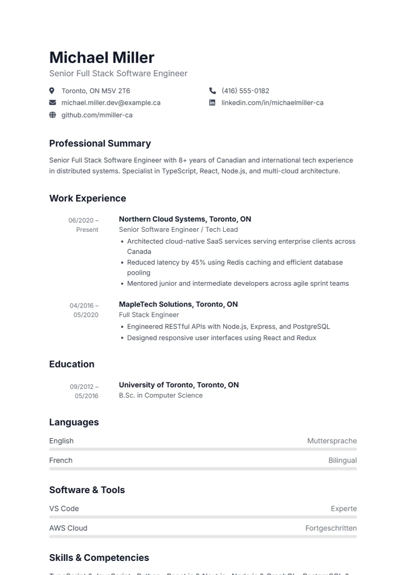 Resume template Aqua – sample compliant with DIN 5008