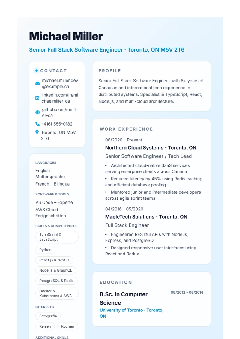 Resume template Burya – sample compliant with DIN 5008