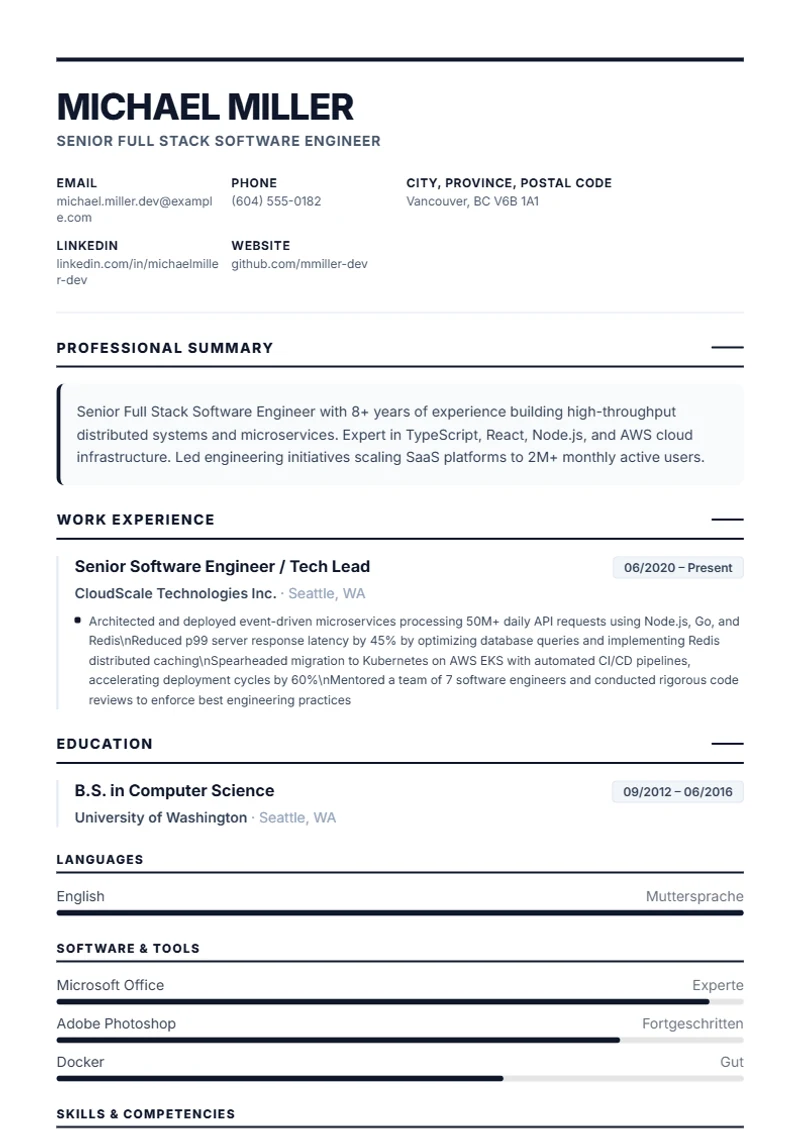Resume template Executive – sample compliant with DIN 5008