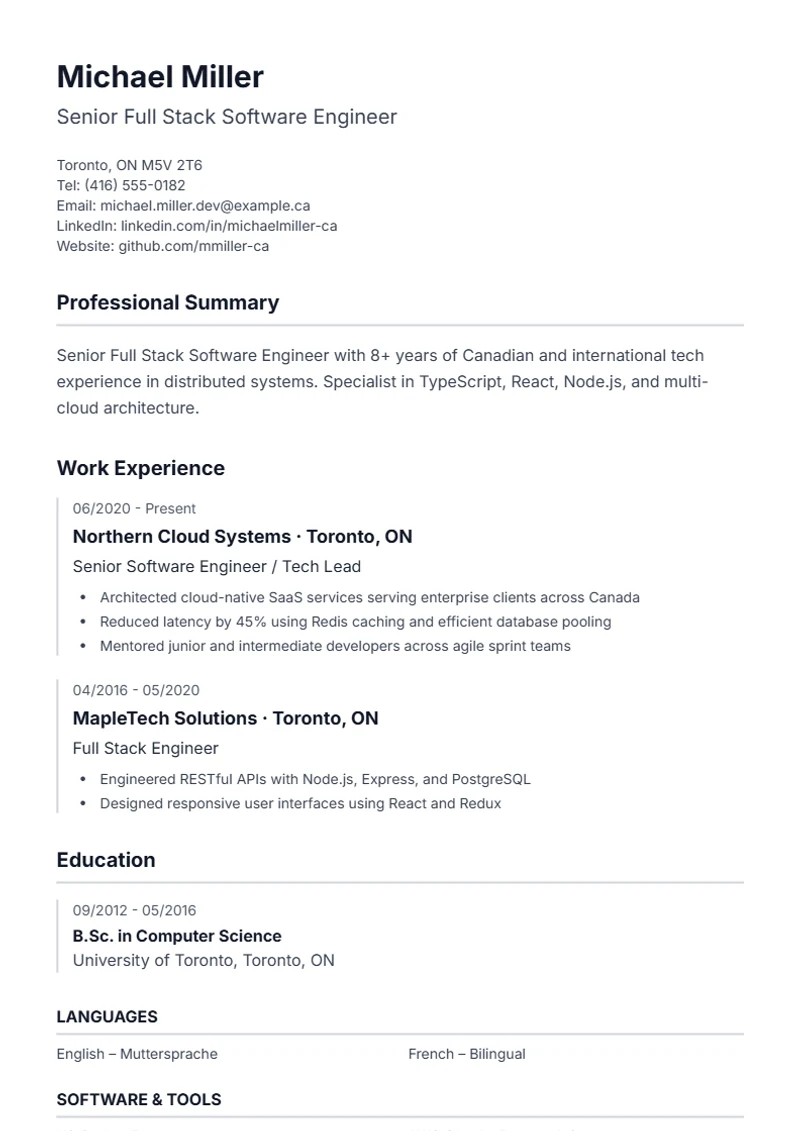 Resume template Lebenslauf – sample compliant with DIN 5008