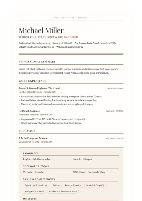 Resume Template Editorial Serif