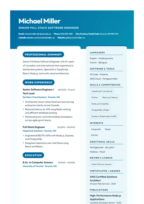 Resume Template Ocean Split