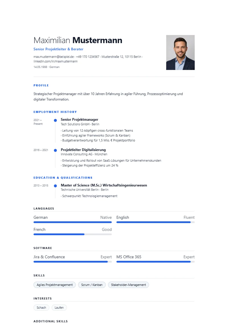 UK CV template Oslo Timeline in A4 format