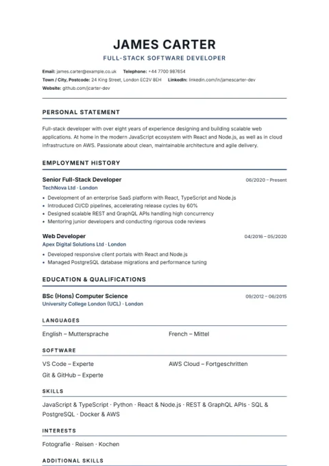 CV Template American Modern
