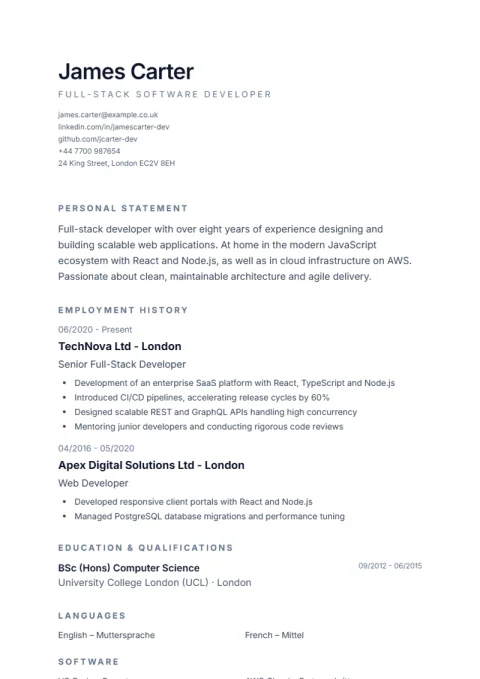 CV Template De Minimal