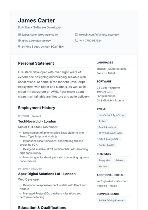 CV Template De Professional