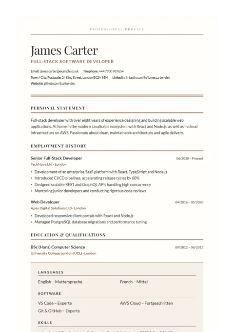 CV Template Editorial Serif