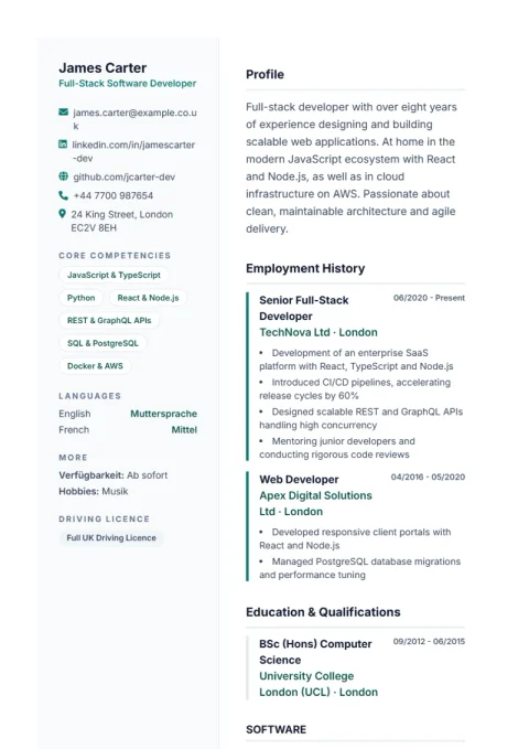 CV Template Lebenslauf Pro