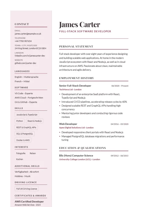 CV Template Paris Elegant
