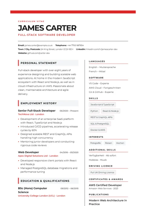 CV Template Swiss Grid
