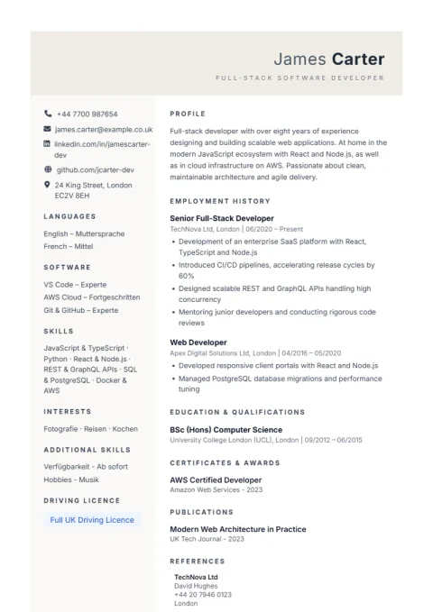 CV Template Weber