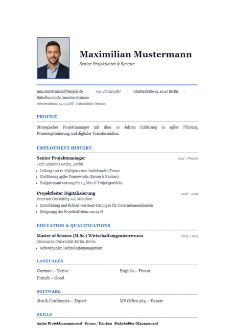 UK CV template Wien Serif