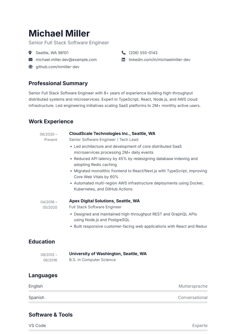 Resume template Aqua – sample compliant with DIN 5008