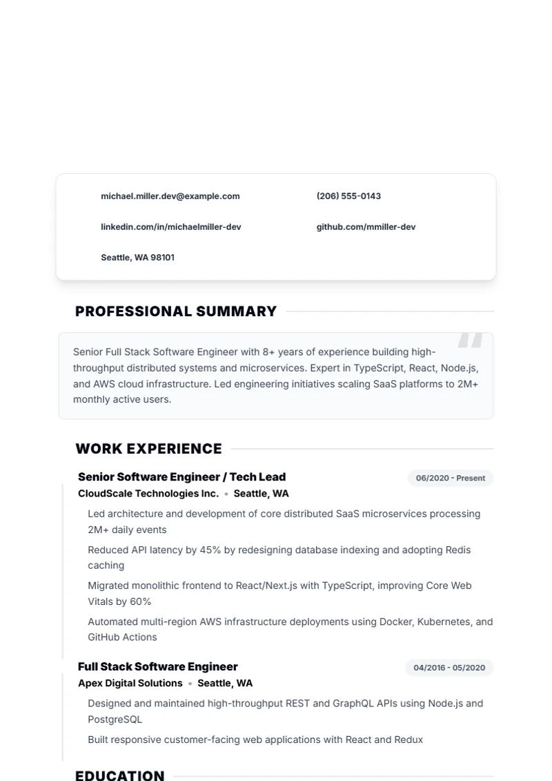 Resume template Bold – sample compliant with DIN 5008