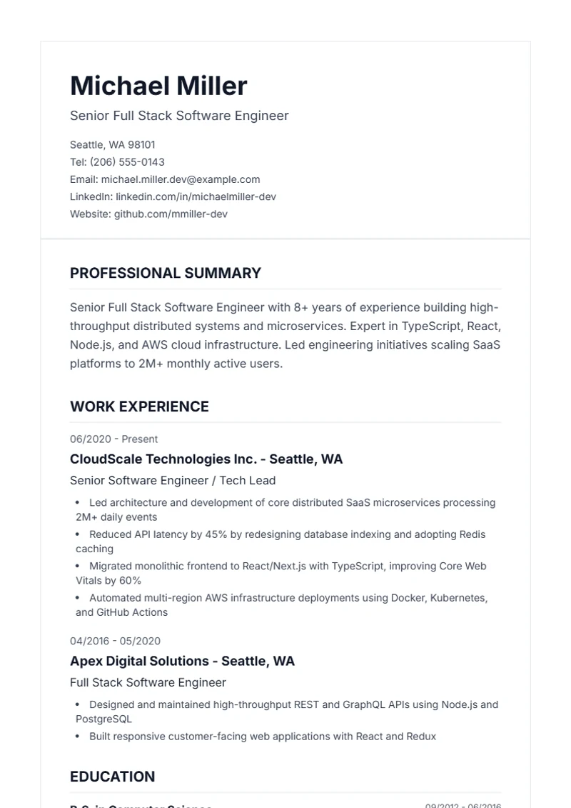 Resume template Classic – sample compliant with DIN 5008