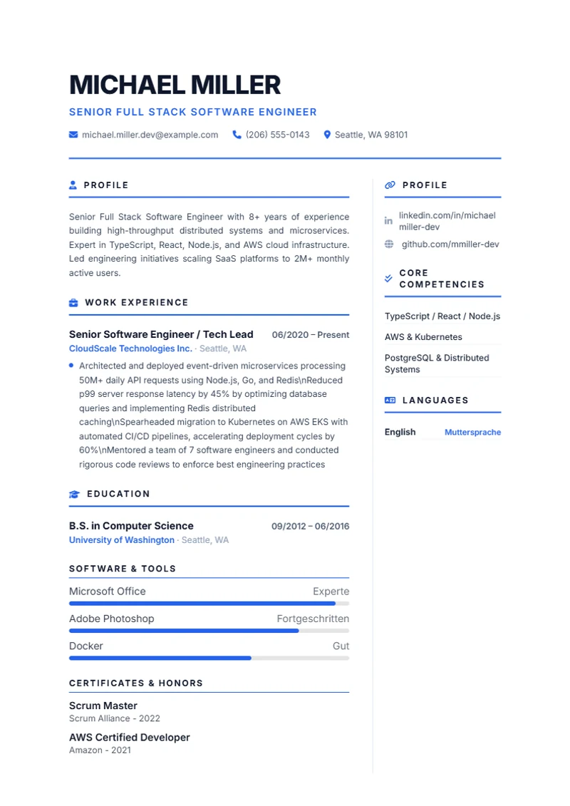 Resume template Formal – sample compliant with DIN 5008
