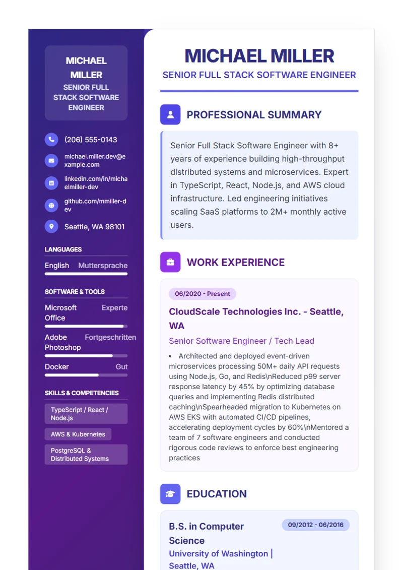 Resume template Journey – sample compliant with DIN 5008