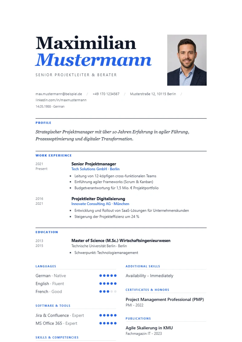 US resume template Milano Editorial in Letter size