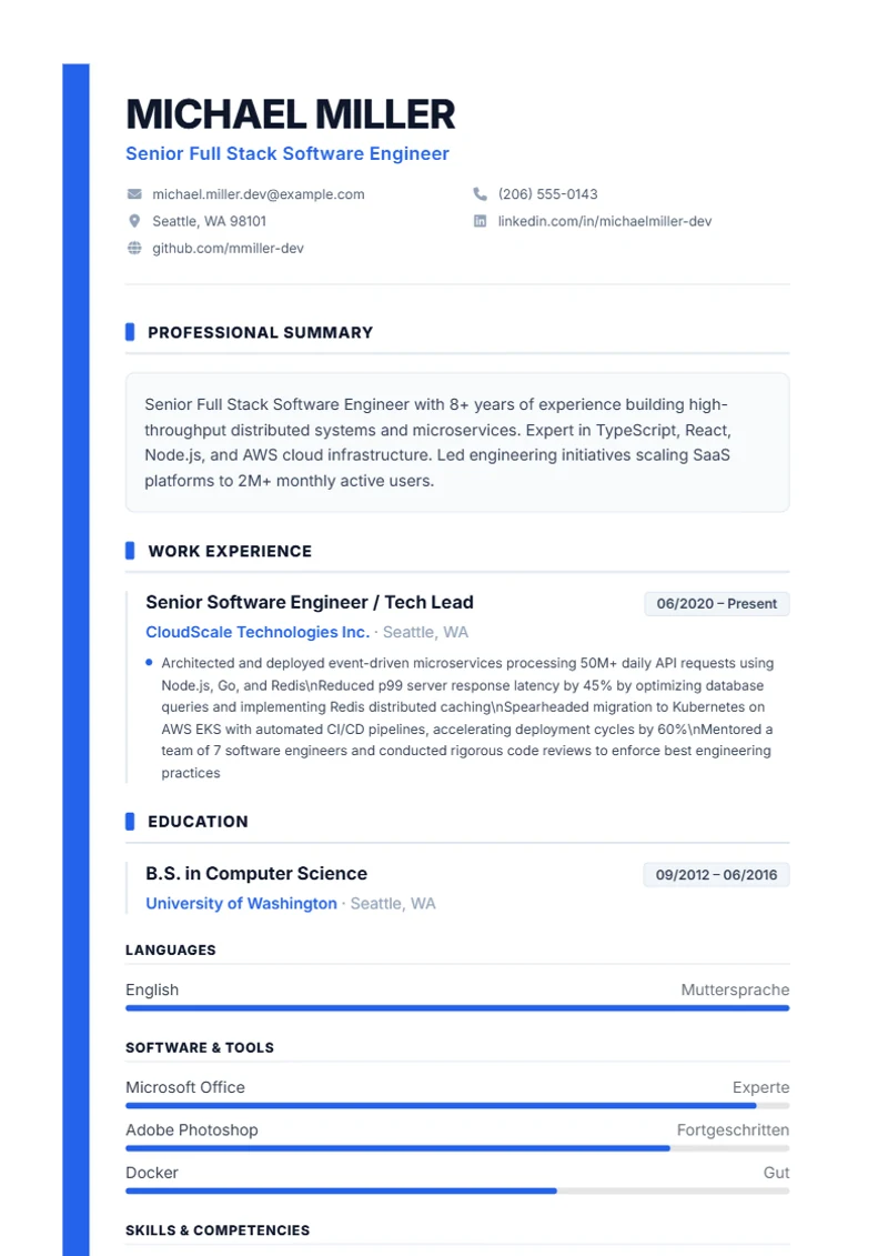 Resume template Sidebar – sample compliant with DIN 5008
