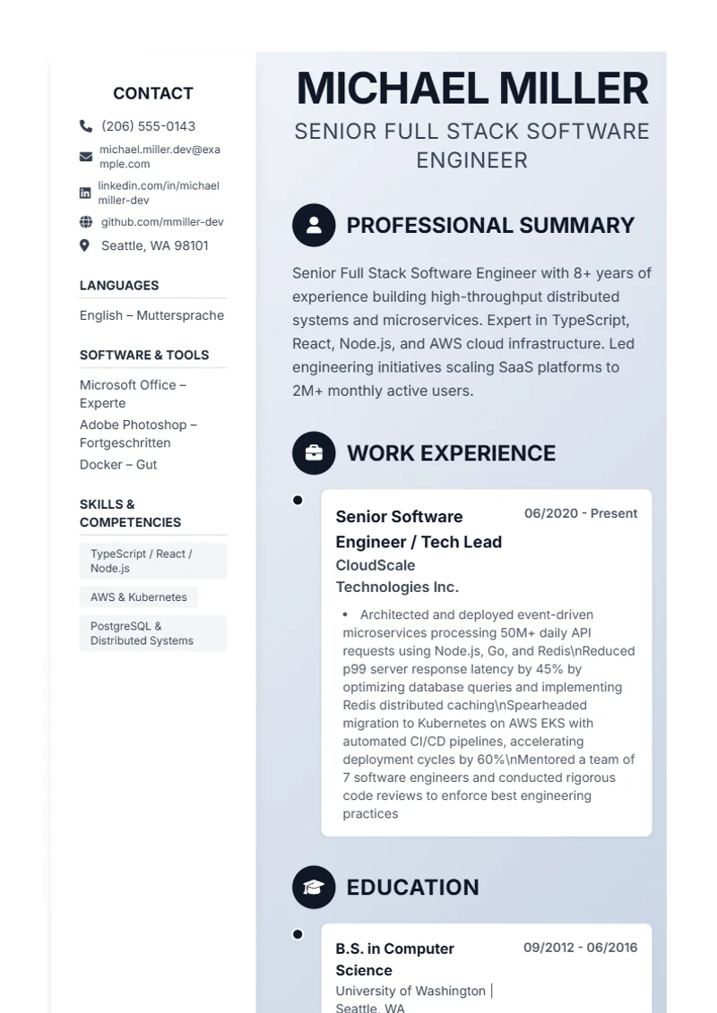Resume template Timeline – sample compliant with DIN 5008