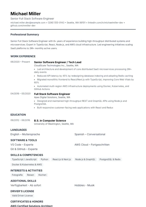 Resume Template Compact