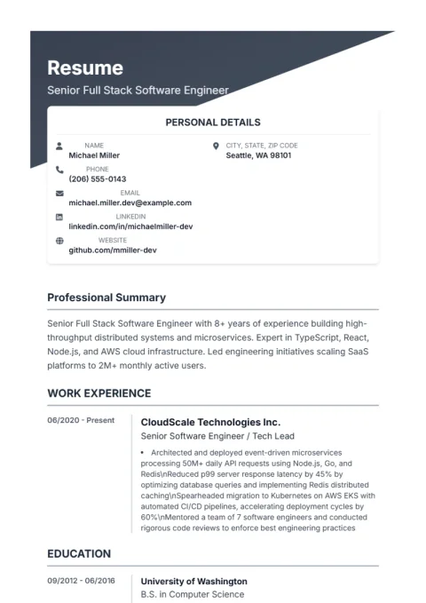 Resume Template Diagonal