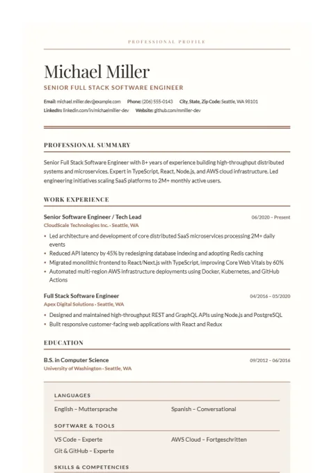 Resume Template Editorial Serif