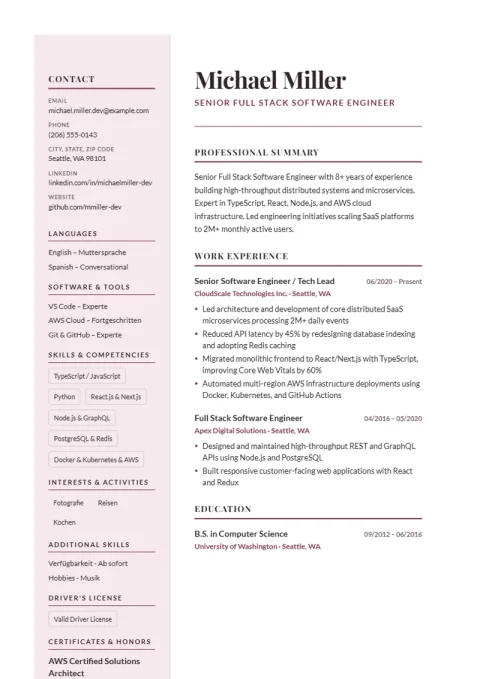 Resume Template Paris Elegant