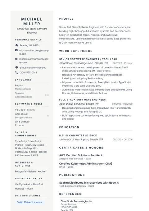 Resume Template Prestige
