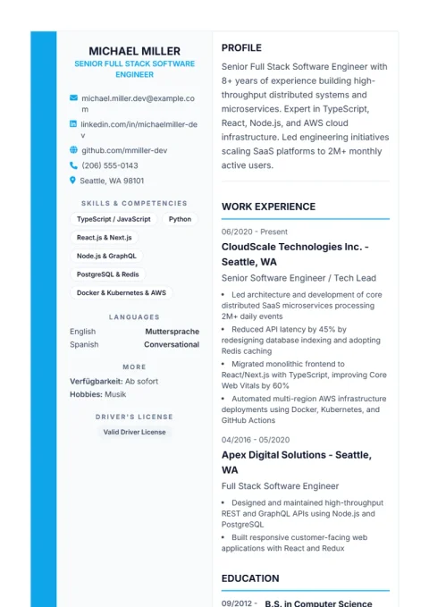 Resume Template Sidebar Pro