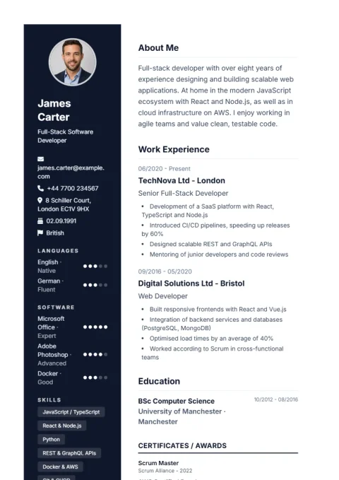 Lebenslauf-Vorlage De Modern