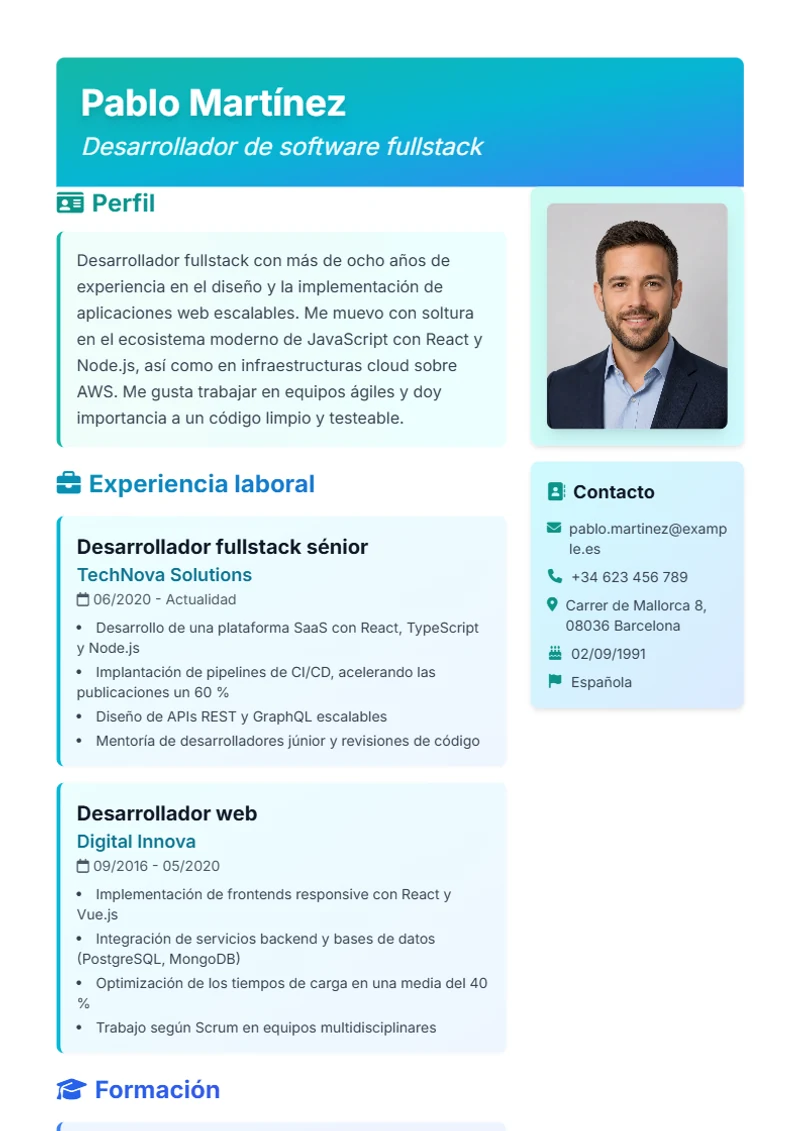 Plantilla de currículum Artistic – modelo según DIN 5008
