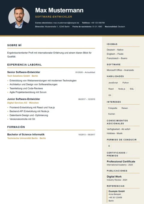Lebenslauf-Vorlage Executive Dark