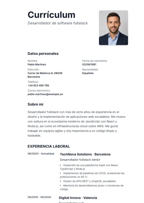 Lebenslauf-Vorlage Sidebar