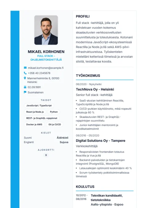 Lebenslauf-Vorlage Sidebar Pro