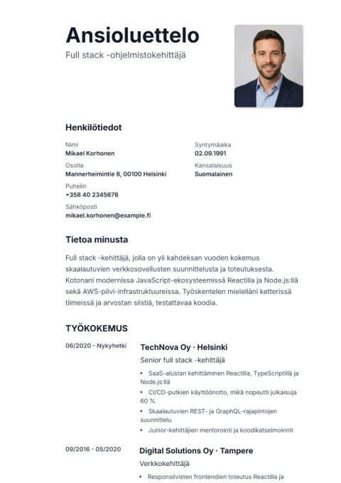 Lebenslauf-Vorlage Sidebar