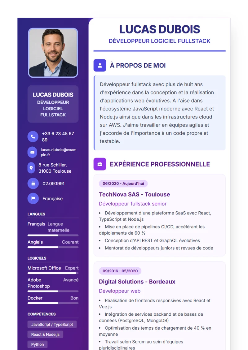 Modèle de CV Journey – exemple selon DIN 5008