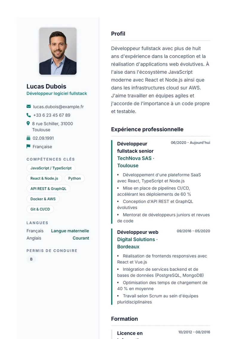 Modèle de CV Lebenslauf Pro – exemple selon DIN 5008