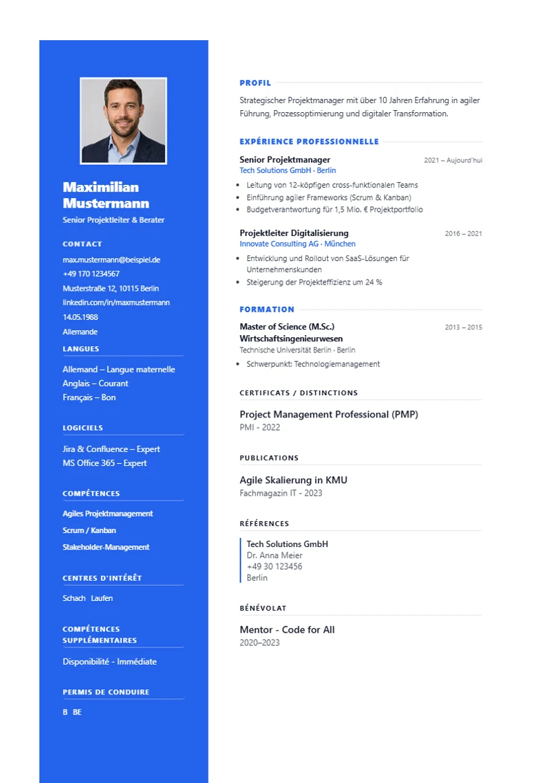 Modèle de CV canadien Rotterdam Split