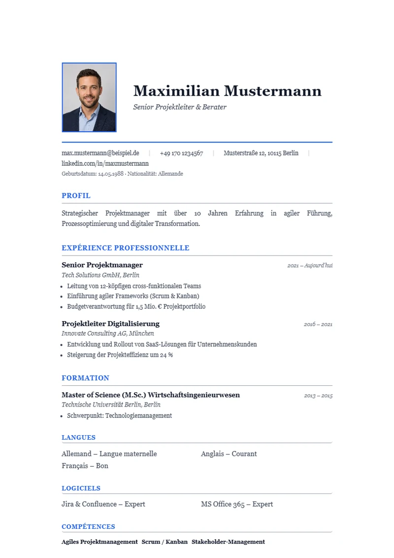 Modèle de CV canadien Wien Serif