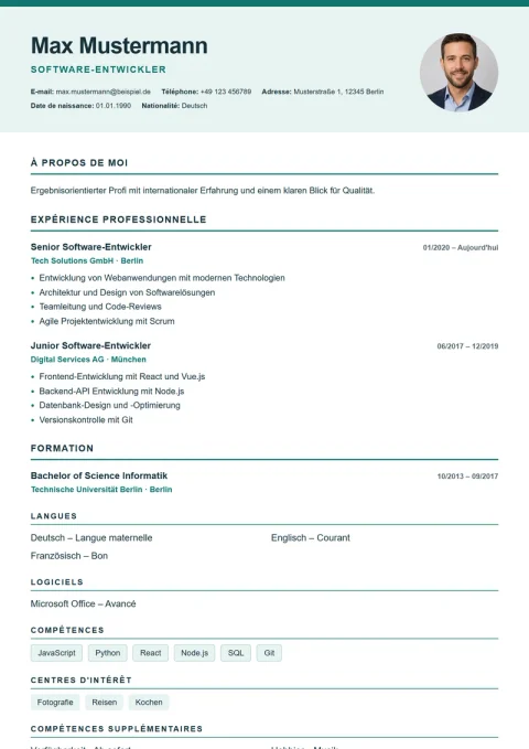 Lebenslauf-Vorlage Nordic Clean