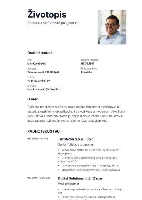 Lebenslauf-Vorlage Sidebar