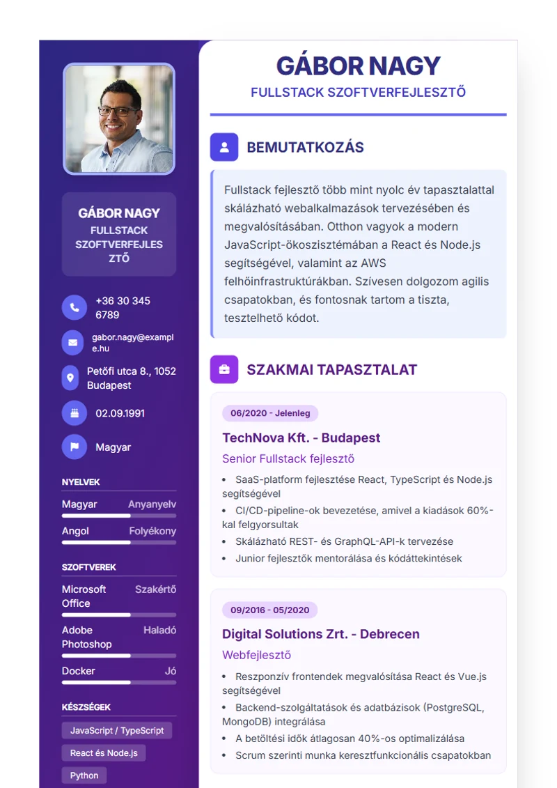 Journey önéletrajz-sablon – minta