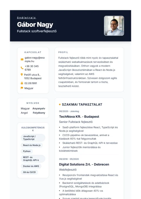 Lebenslauf-Vorlage Formal