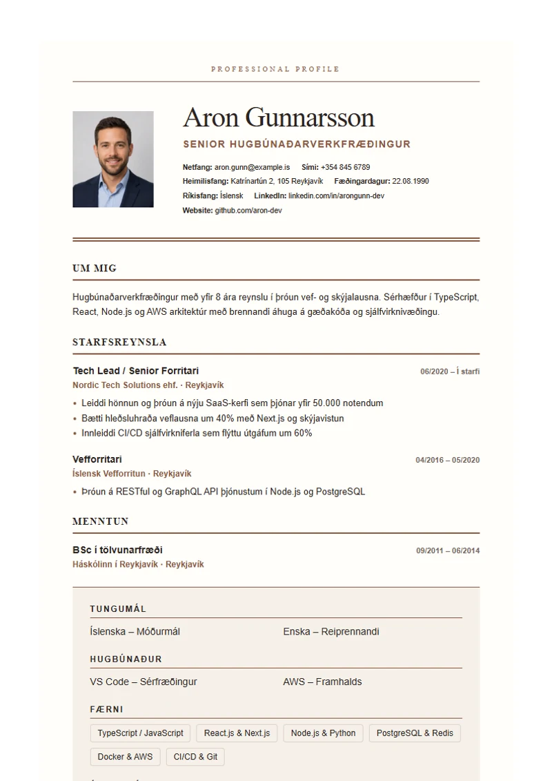 Lebenslauf Vorlage Editorial Serif, Muster nach DIN 5008